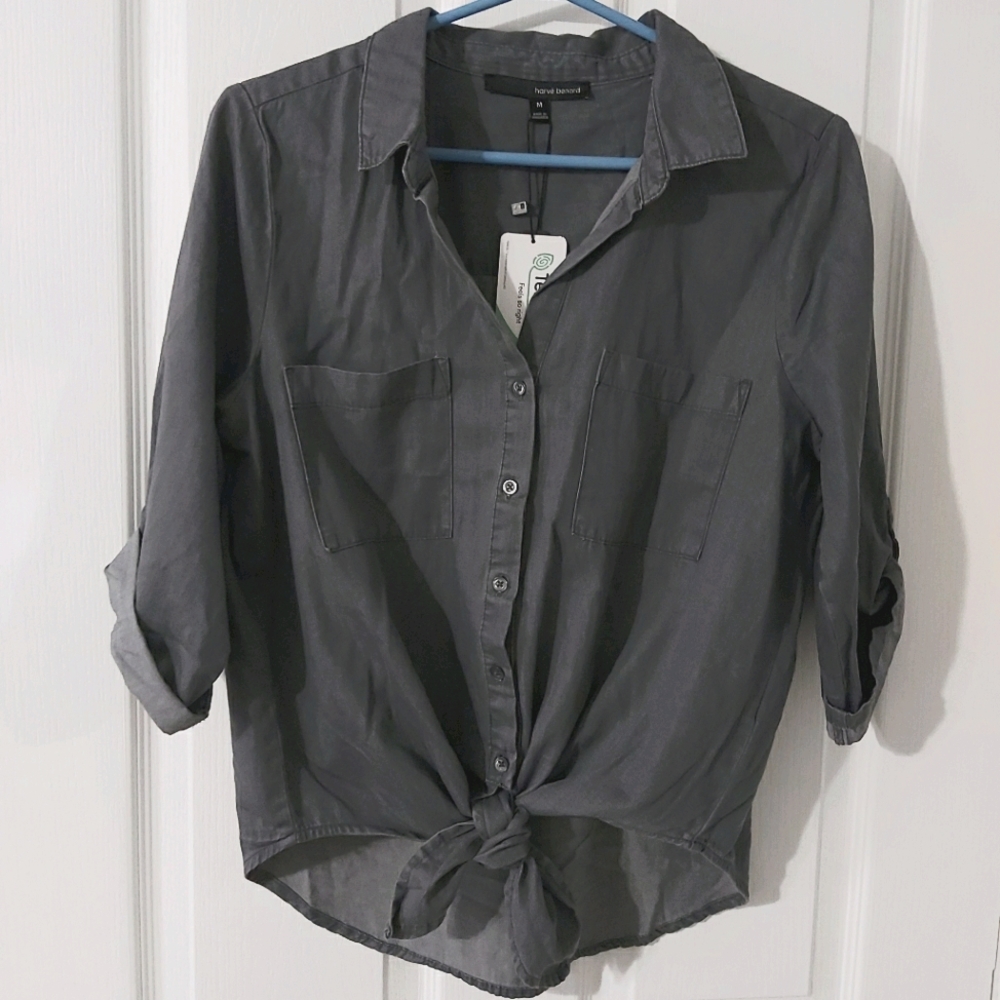 NWOT Tencel Front tie blouse